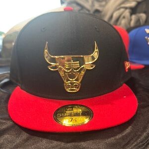 New Era Black and Red 59FIFTY Bulls Hat
